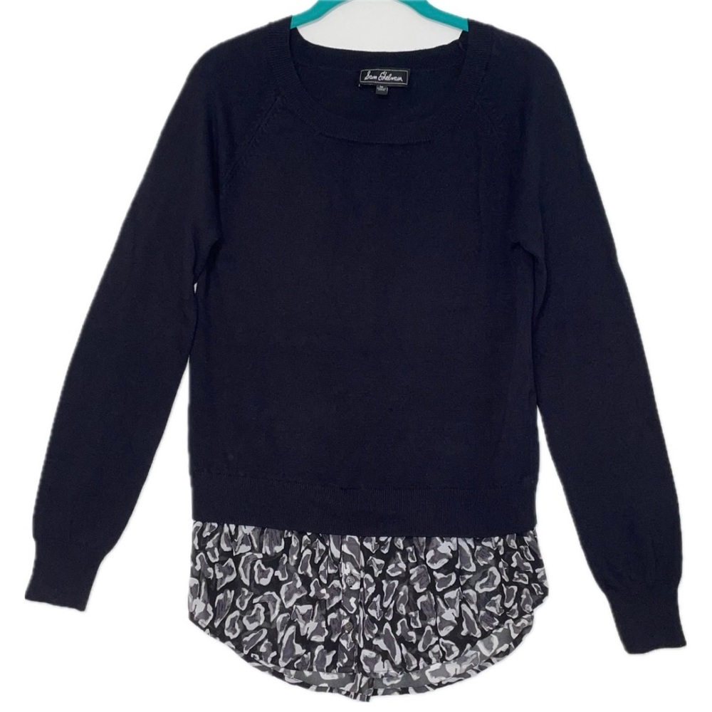 Sam Edelman | Mixed Media Layered Look Black Sweater Women’s Size Medium - Picture 1 of 6
